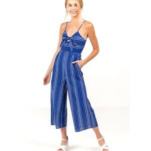 NEW Francesca's Harper Heritage Ashley Blue Striped Jumpsuit Womens Small Romper